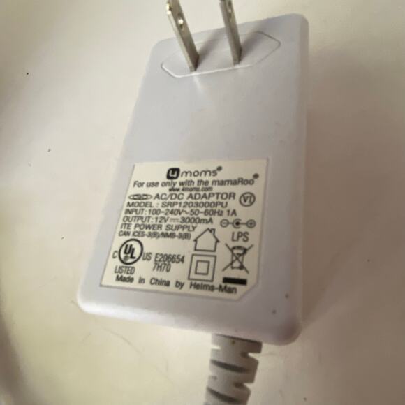 4Moms MamaRoo Swing DC Supply Cord SRP1203000PU 12V 3000mA AC Adapter Wall Plug - Picture 3 of 3